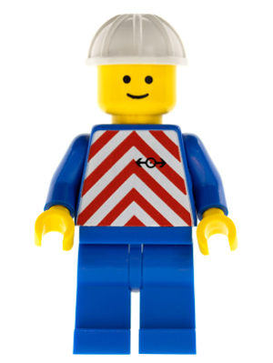 Red & White Stripes - Blue Legs, White Construction Helmet