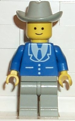 Suit with 3 Buttons Blue - Light Gray Legs, Light Gray Cowboy Hat