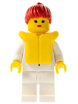 Shirt with 2 Pockets, White Legs, Red Ponytail Hair, Life Jacket