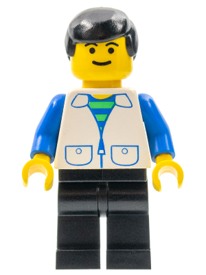 Suit with 2 Pockets White - Black Legs, Black Male Hair