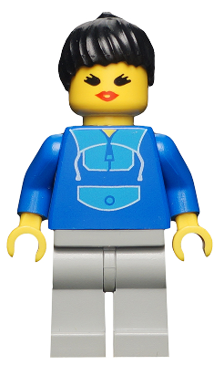 Jogging Suit, Light Gray Legs, Black Ponytail Hair, Open Mouth