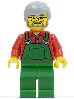 Overalls Farmer Green, Light Bluish Gray Hair, Glasses