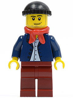 Dark Blue Jacket, Light Blue Shirt, Dark Red Legs, Red Bandana, Black Knit Cap