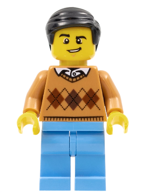 Dad - Medium Nougat Argyle Sweater, Medium Blue Legs, Black Smooth Hair