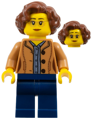 Female, Short Reddish Brown Hair, Medium Nougat Glasses and Shirt, Dark Blue Legs