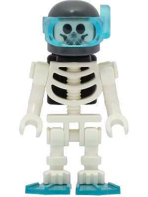 Skeleton - Diver, Black Air Tanks, Dark Turquoise Flippers, Dark Bluish Gray Helmet