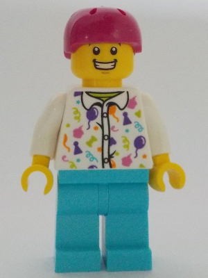 Man - White Party Shirt, Medium Azure Legs, Magenta Helmet