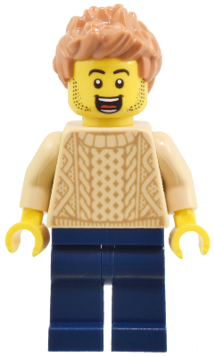 Adult - Male, Tan Knit Cable Sweater, Dark Blue Legs, Medium Nougat Spiked Hair