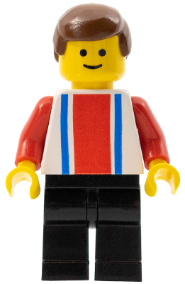 Vertical Lines Red & Blue - Red Arms - Black Legs, Brown Male Hair