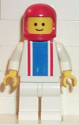 Vertical Lines Blue & Red - White Arms - White Legs, Red Classic Helmet
