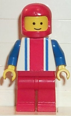 Vertical Lines Red & Blue - Blue Arms - Red Legs, Red Classic Helmet