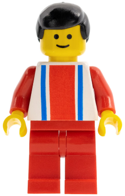 Vertical Lines Red & Blue - Red Arms - Red Legs, Black Male Hair