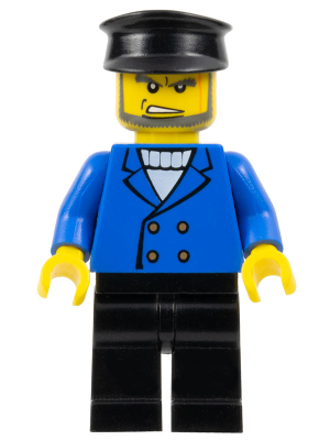 Hovercraft Pilot - Male, Blue Jacket, Black Legs, Black Police Hat, Beard