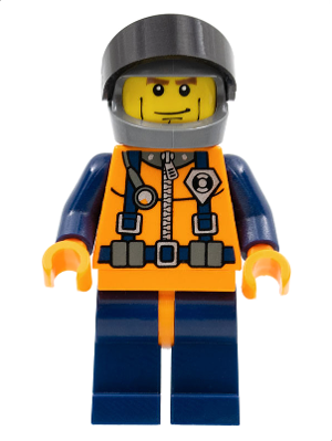 Coast Guard World City - Orange Torso with Straps, Dark Bluish Gray Helmet, Black Visor