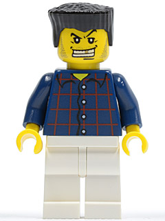 Plaid Button Shirt, White Legs, Black Flat Top, White Teeth with Gold Tooth, Stubble