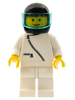 Jacket with Zipper - White, White Legs, Black Helmet, Trans-Light Blue Visor
