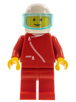 Jacket with Zipper - Red, Red Legs, White Helmet, Trans-Light Blue Visor