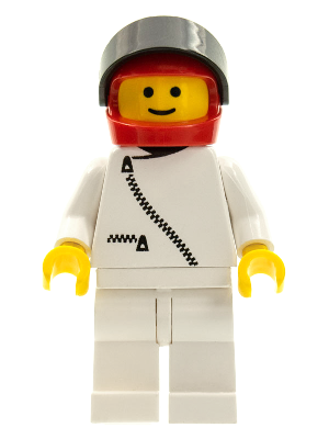 Jacket with Zipper - White, White Legs, Red Helmet, Black Visor
