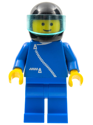 Jacket with Zipper - Blue, Blue Legs, Black Helmet, Trans-Light Blue Visor