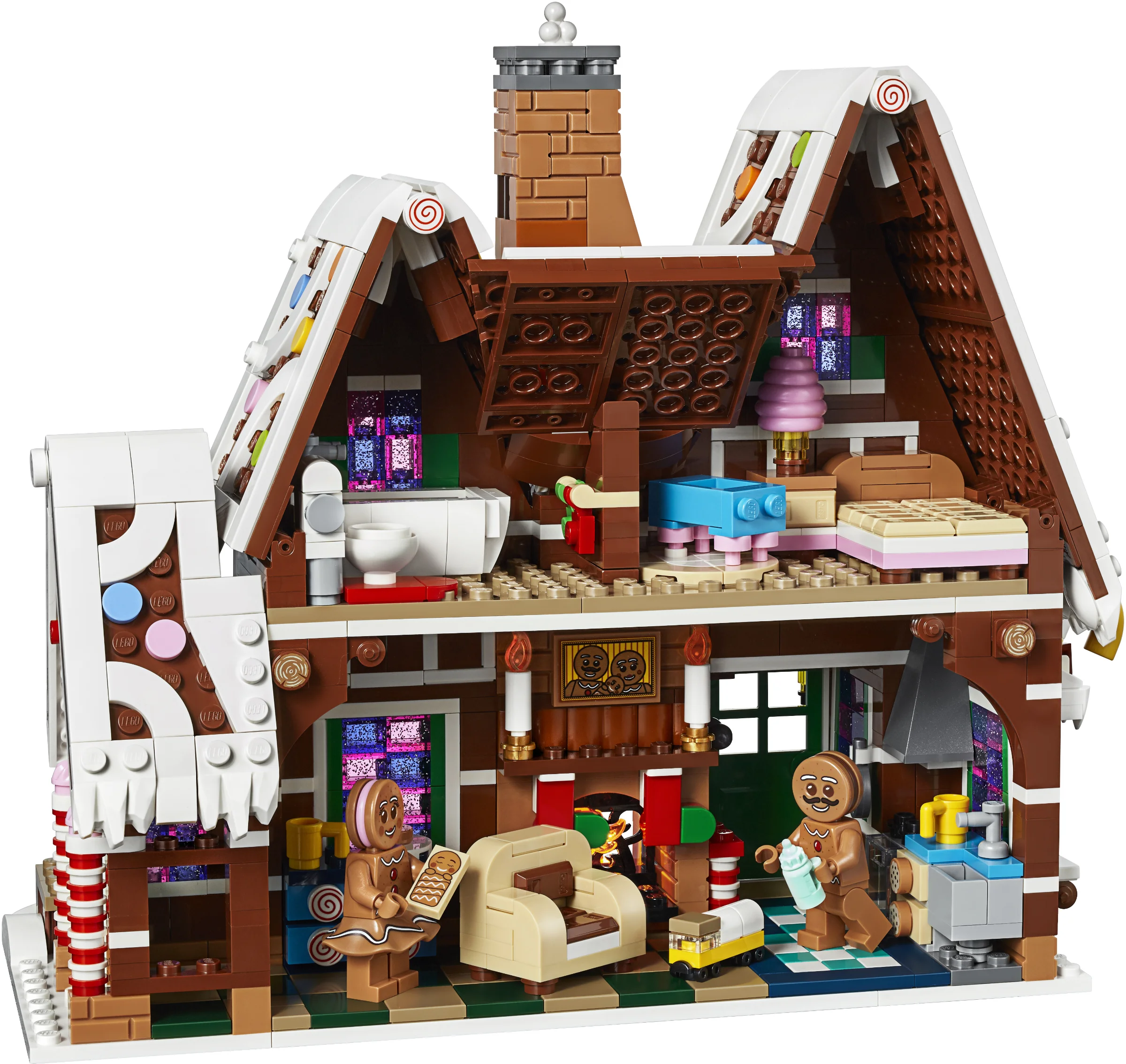Wnętrze zestawu LEGO Gingerbread House 10267 w przekroju