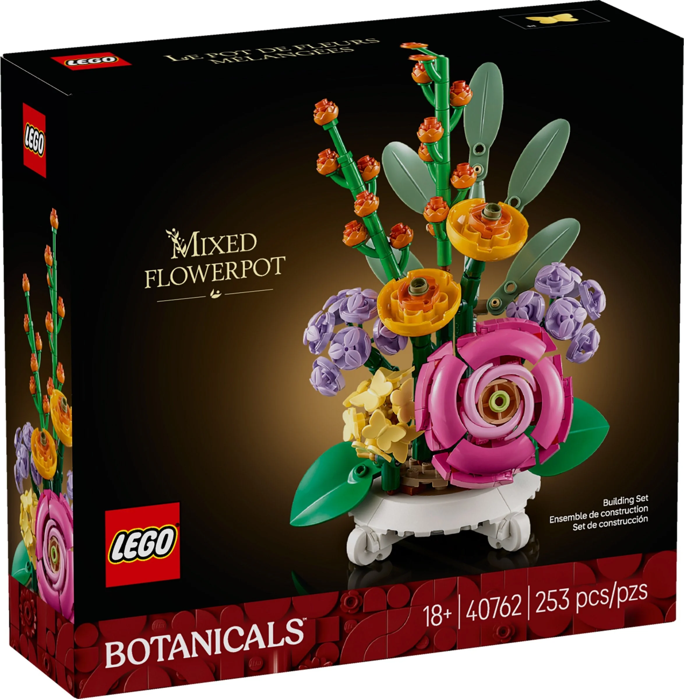 Doniczka z rozmaitymi kwiatami