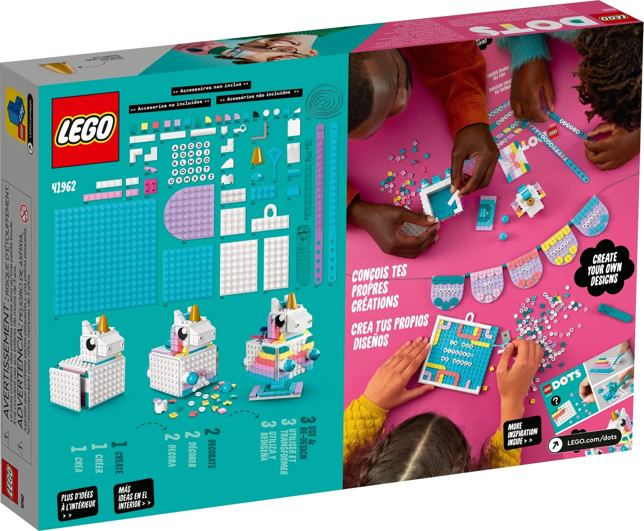 LEGO® 41962 Zestaw Lego Dots Kreatywny Rodzinny Zestaw Z Jednorożcem - zdjęcie 6