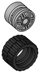 Small Wide Tire & Hub (Pack of 8 each)