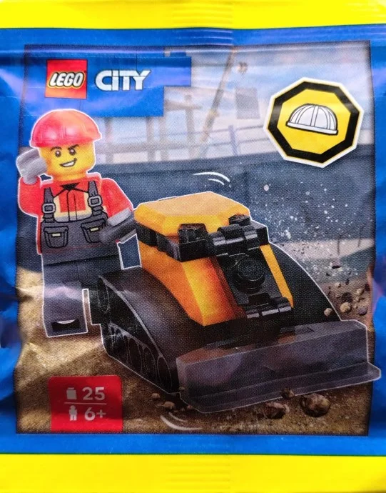 Budowlaniec i mini spychacz saszetka klocki minifigurka