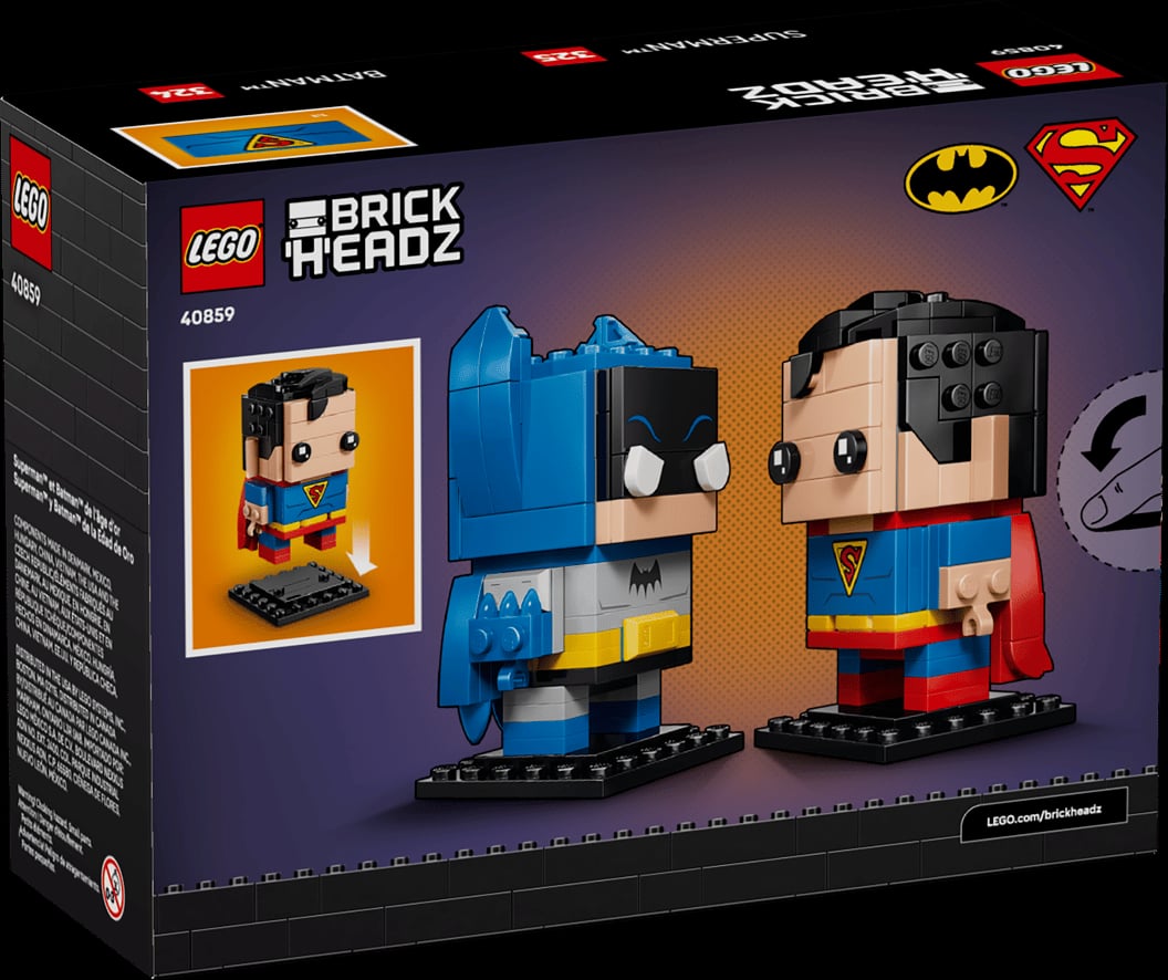 Pudełko zestawu LEGO BrickHeadz 40859 z Supermanem i Batmanem