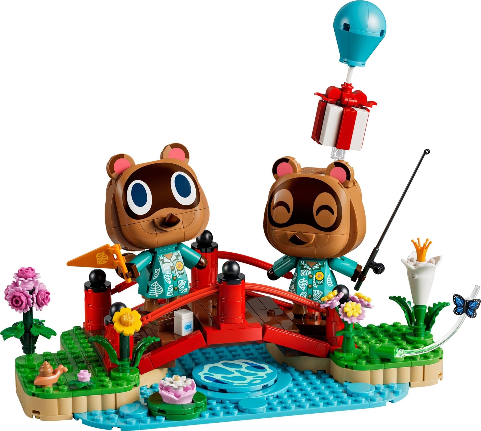 LEGO Animal Crossing - Tom Nook i Timmy na mostku
